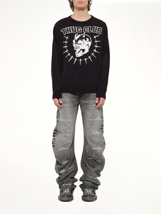 TC Riding Skull Knit Sweater in Black