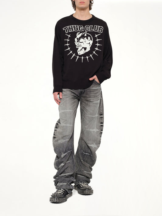 TC Riding Skull Knit Sweater in Black