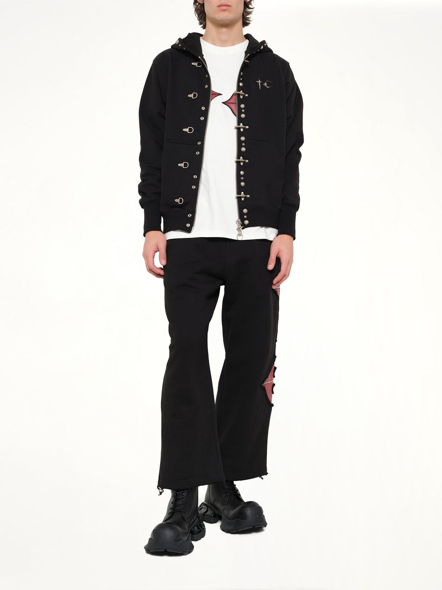 TC Studded Line Zip-Up Hoodie in Black