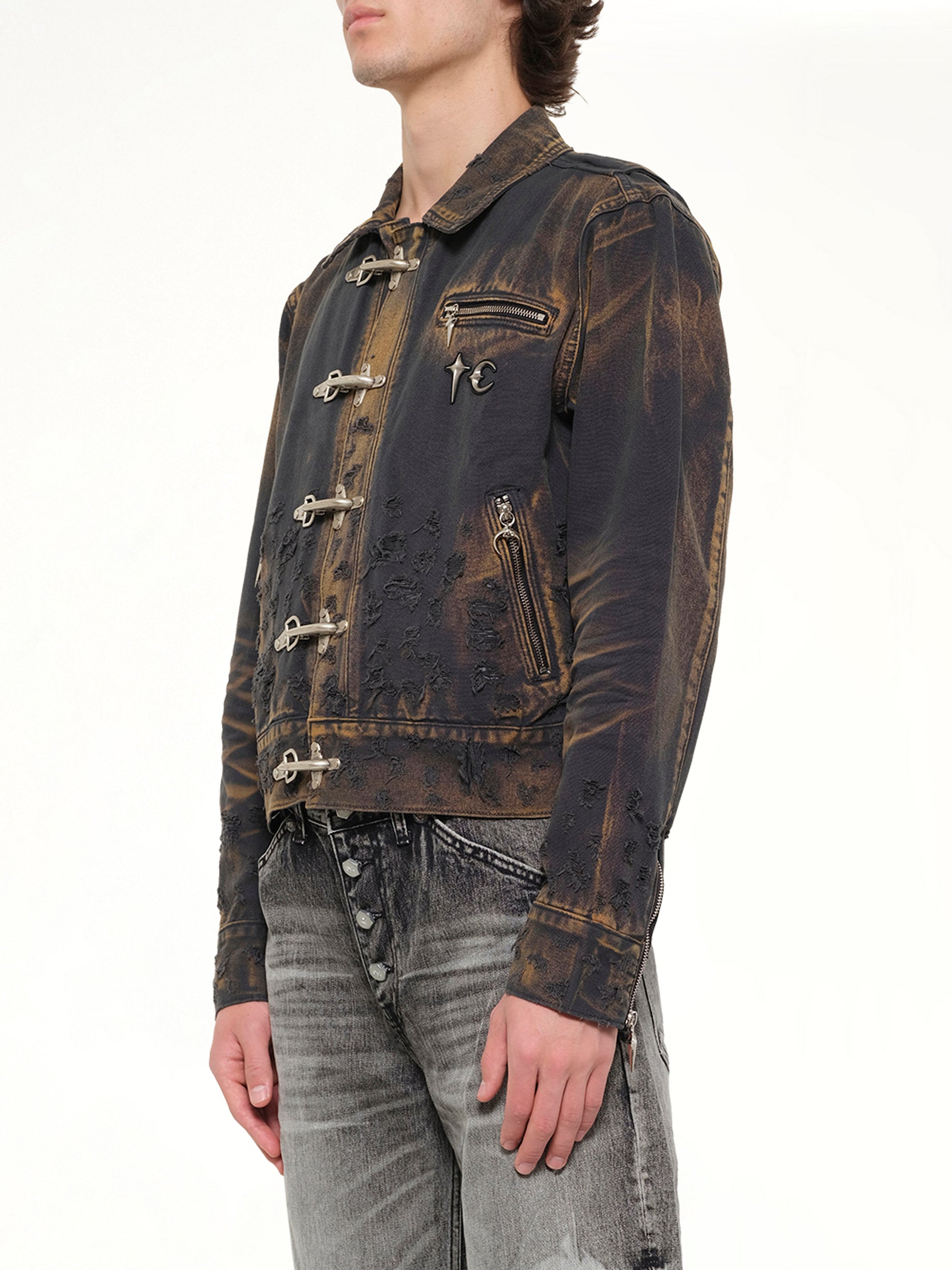 THUG CLUB TC Two Tone Washed Jacket in Rust Black Side View from MARAIS