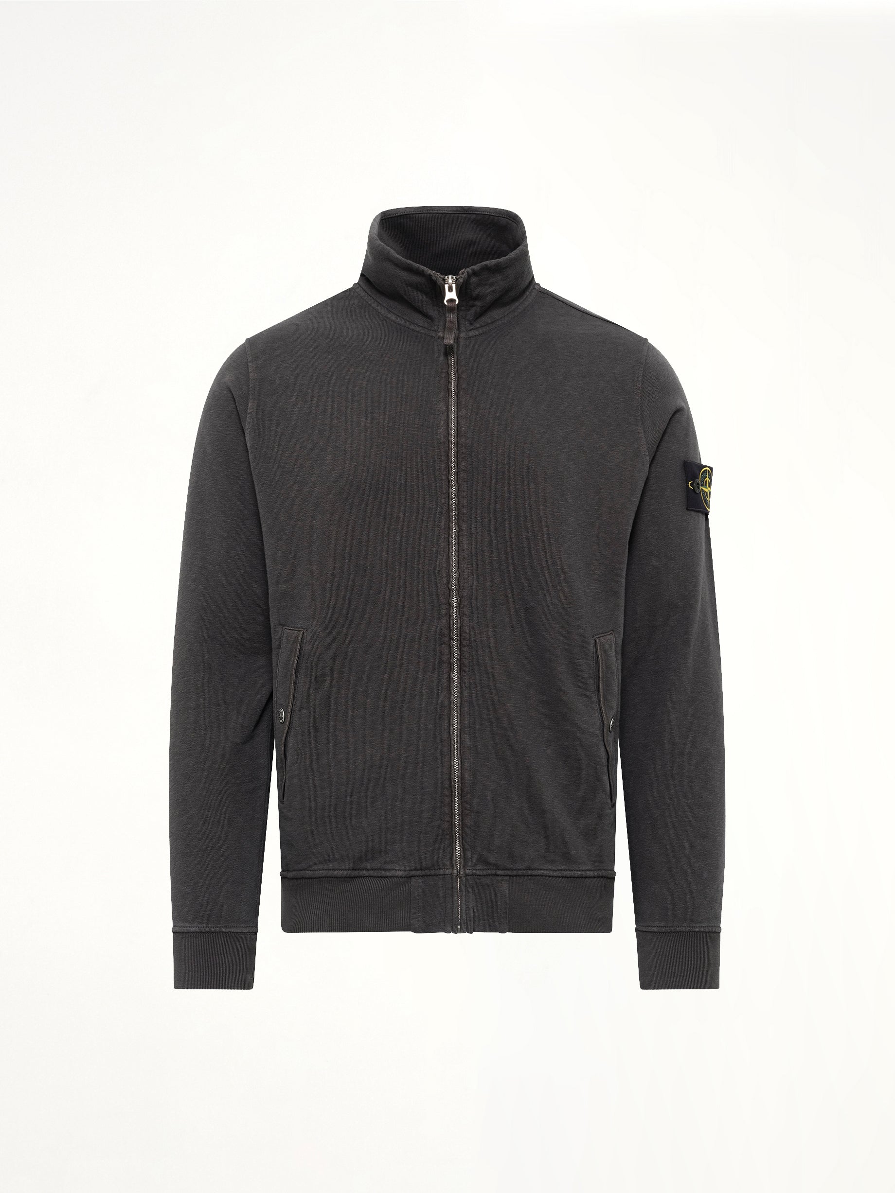 STONE ISLAND 6100033 Zip Up Cardigan in Charcoal Product Photo from MARAIS