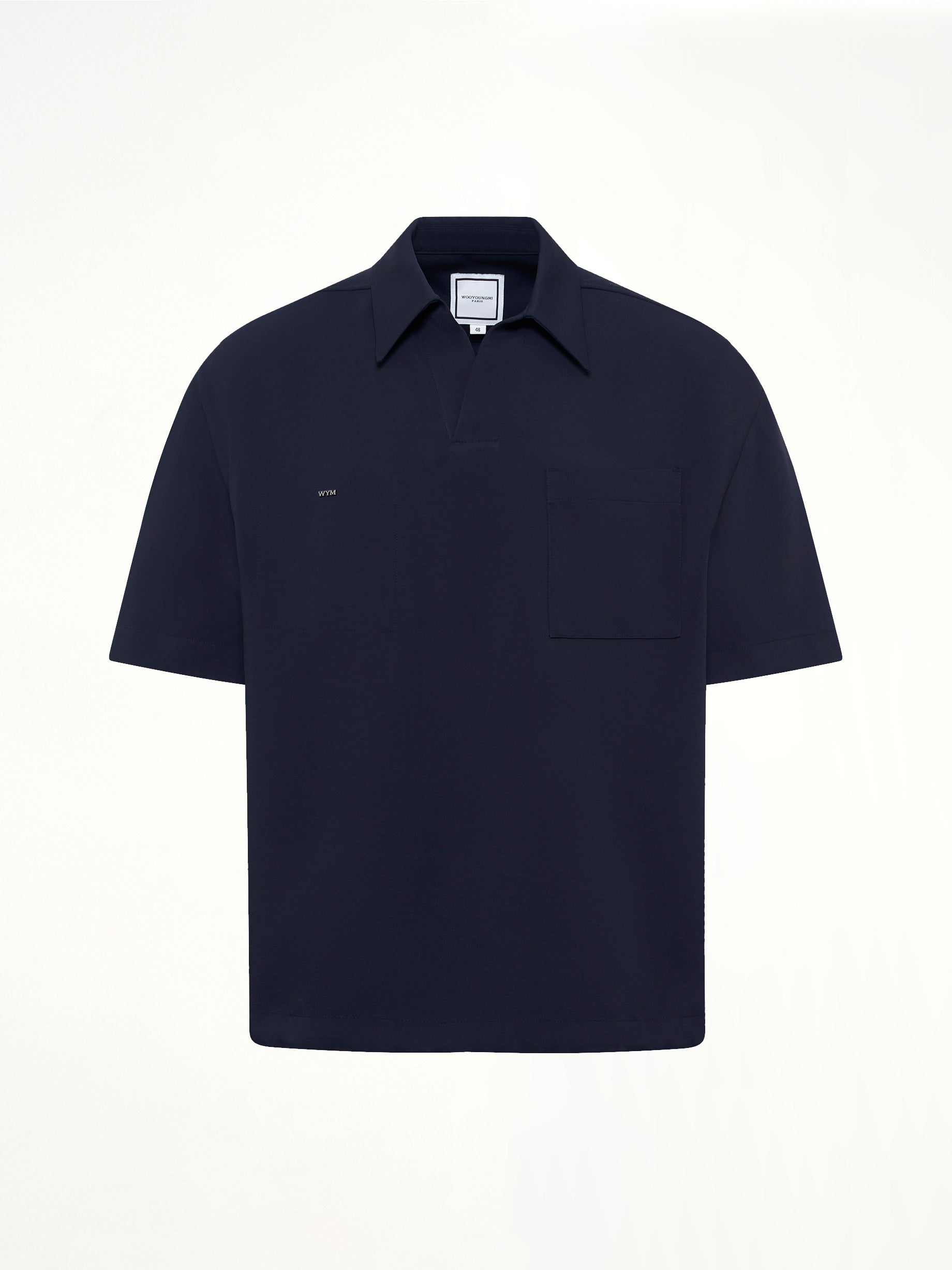 WOOYOUNGMI Half Sleeve Polo in Navy Product Photo from MARAIS