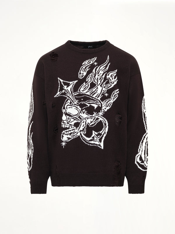 TC Chrome Skull Knit Sweater in Black
