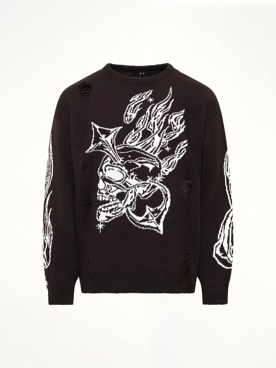 TC Chrome Skull Knit Sweater in Black