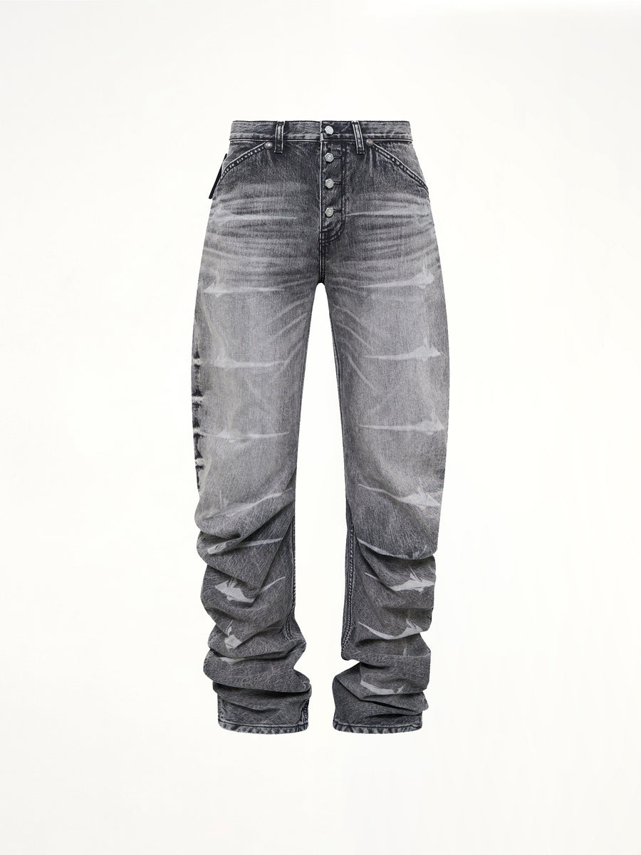 TC Laser Washed Parkour Denim Pants in Black