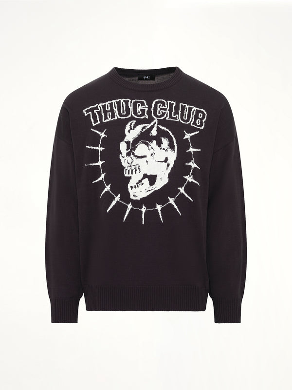 TC Riding Skull Knit Sweater in Black