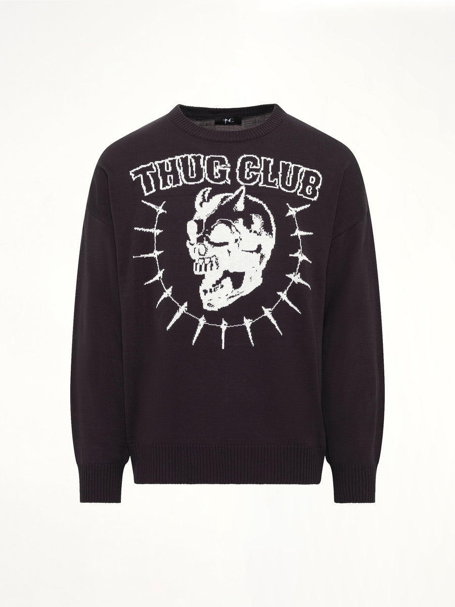 TC Riding Skull Knit Sweater in Black