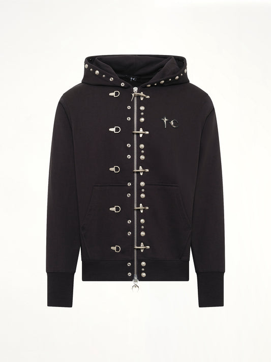 TC Studded Line Zip-Up Hoodie in Black