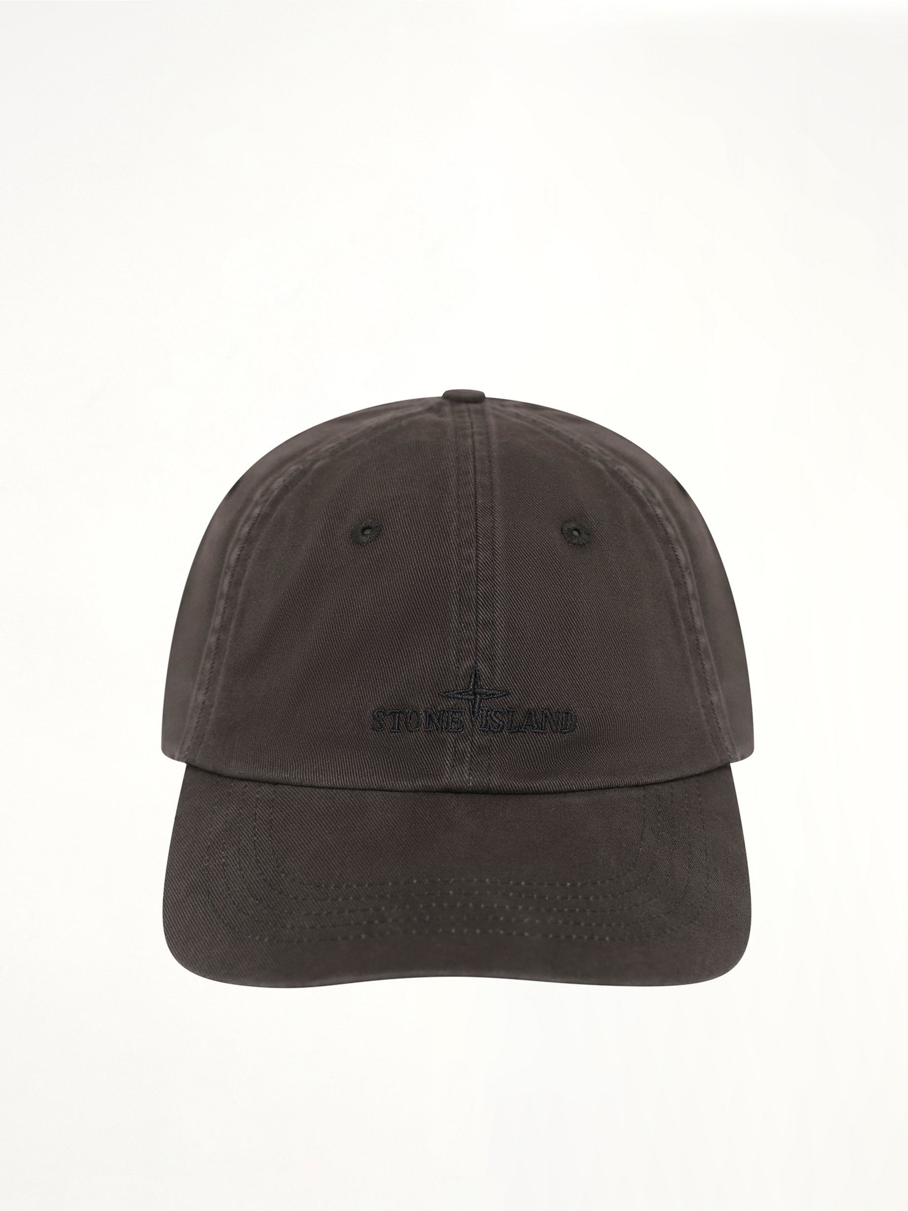 STONE ISLAND 9100002 Baseball Cap in Black Front View from MARAIS