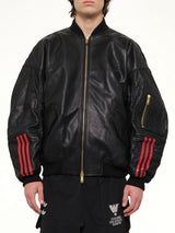 Adidas X Chavarria Leather Bomber Jacket in Black