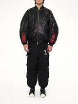 Adidas X Chavarria Leather Bomber Jacket in Black