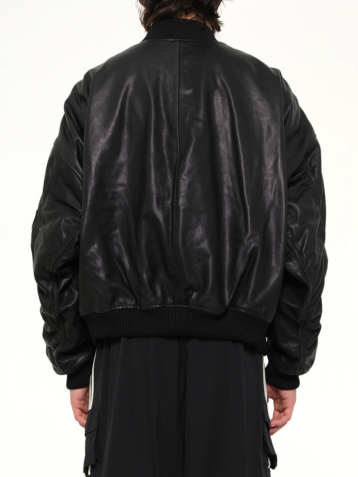 Adidas X Chavarria Leather Bomber Jacket in Black