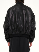 Adidas X Chavarria Leather Bomber Jacket in Black