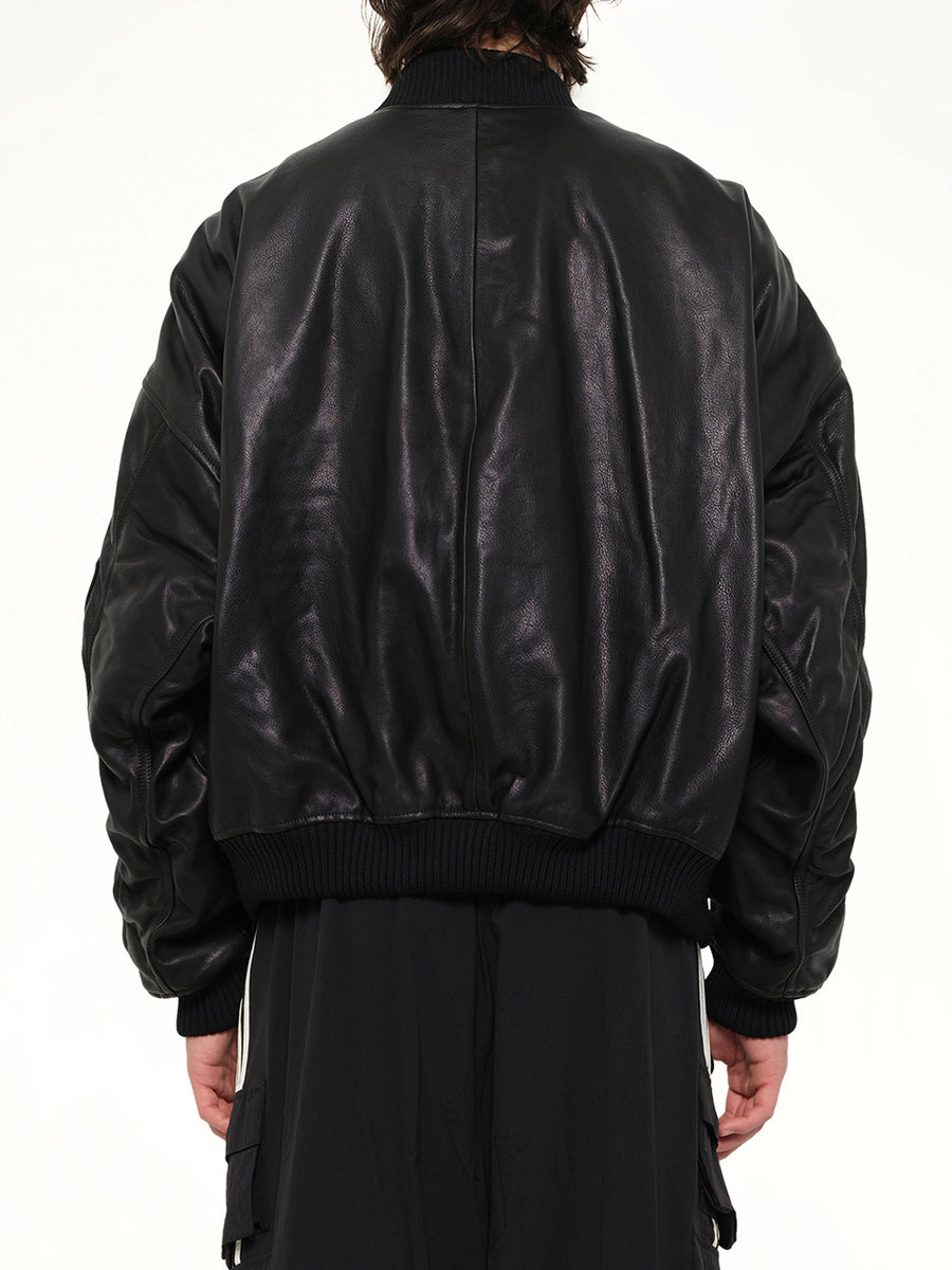 Adidas X Chavarria Leather Bomber Jacket in Black