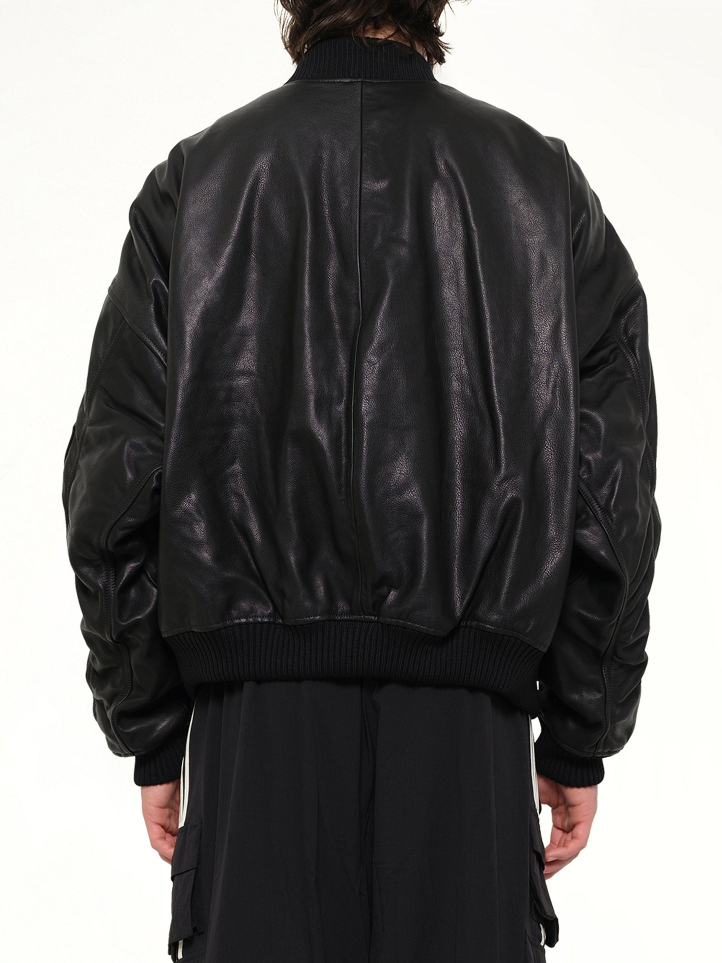 Adidas X Chavarria Leather Bomber Jacket in Black