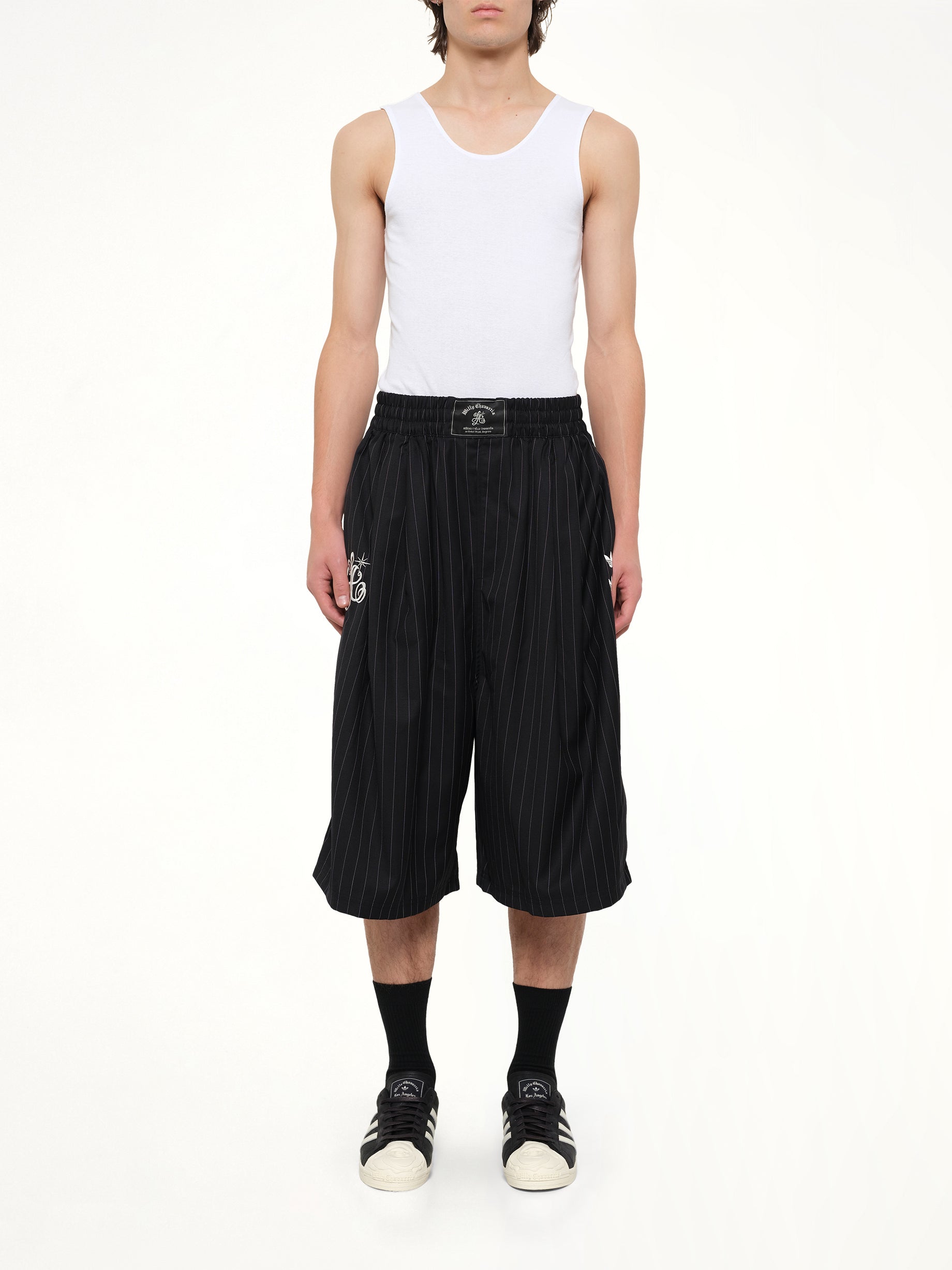 WILLY CHAVARRIA , Adidas x Chavarria Pinstripe Short in Black/White Model View from MARAIS