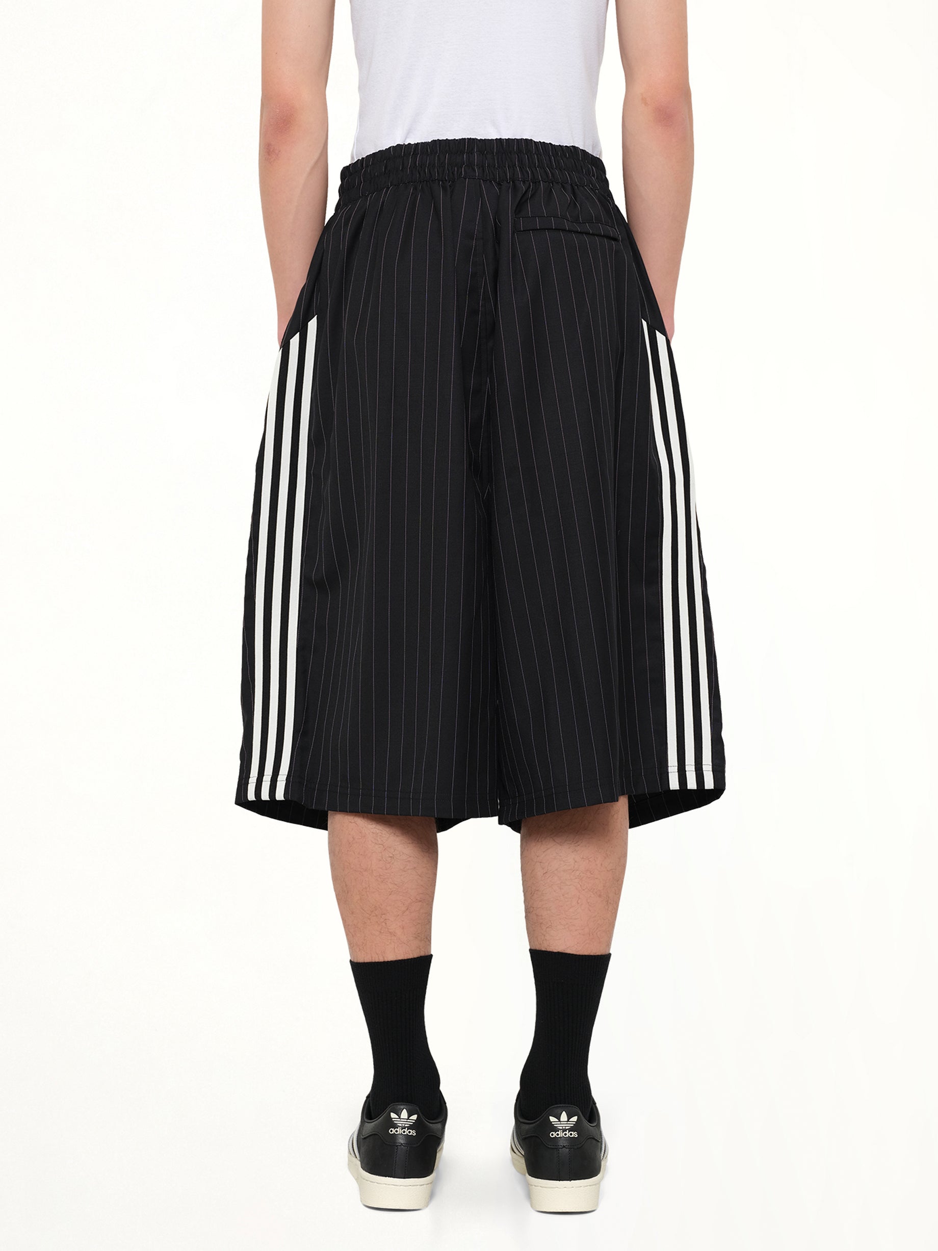 WILLY CHAVARRIA , Adidas x Chavarria Pinstripe Short in Black/White Back View from MARAIS