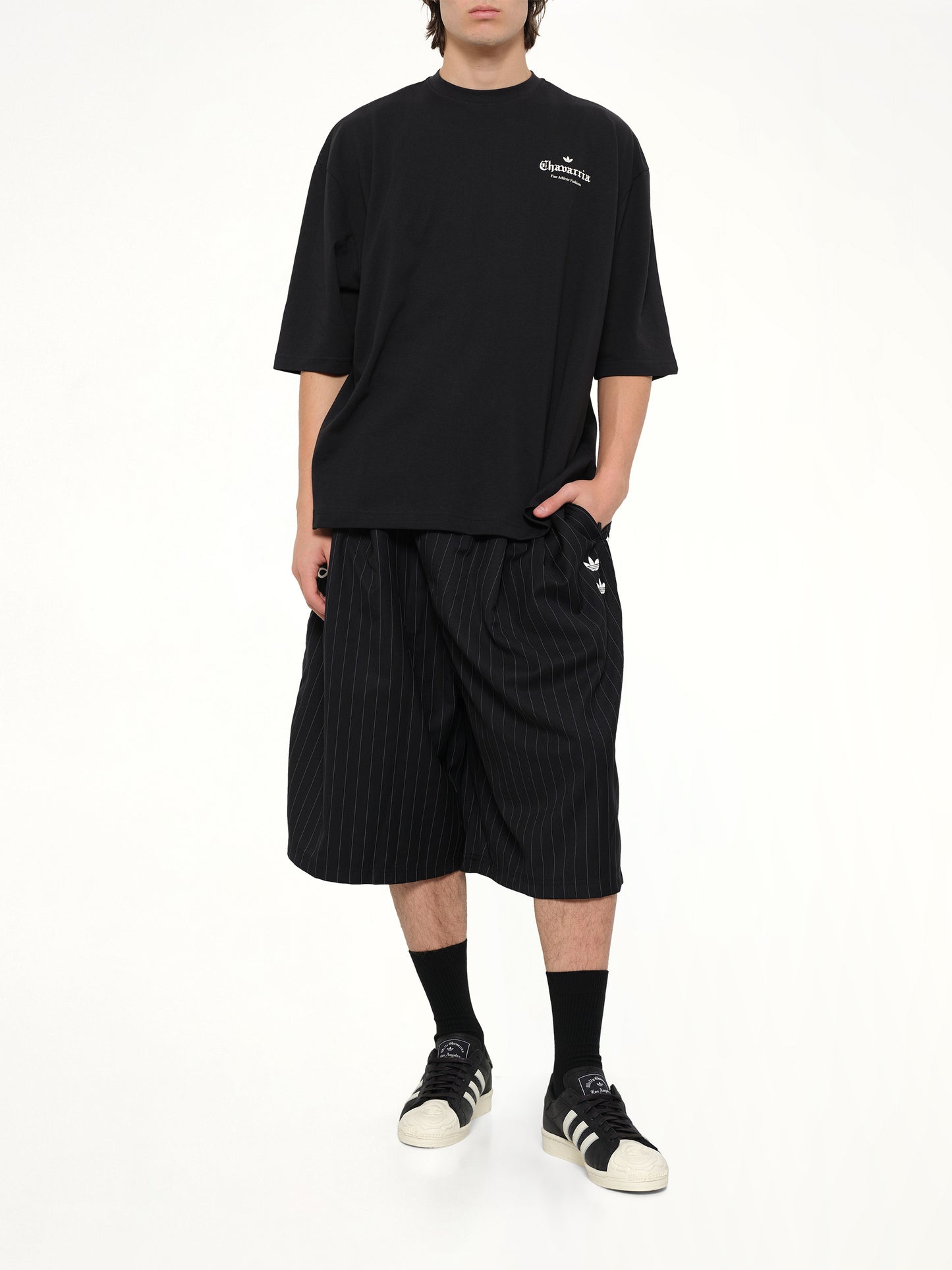 Adidas x Chavarria Pinstripe Short in Black/White