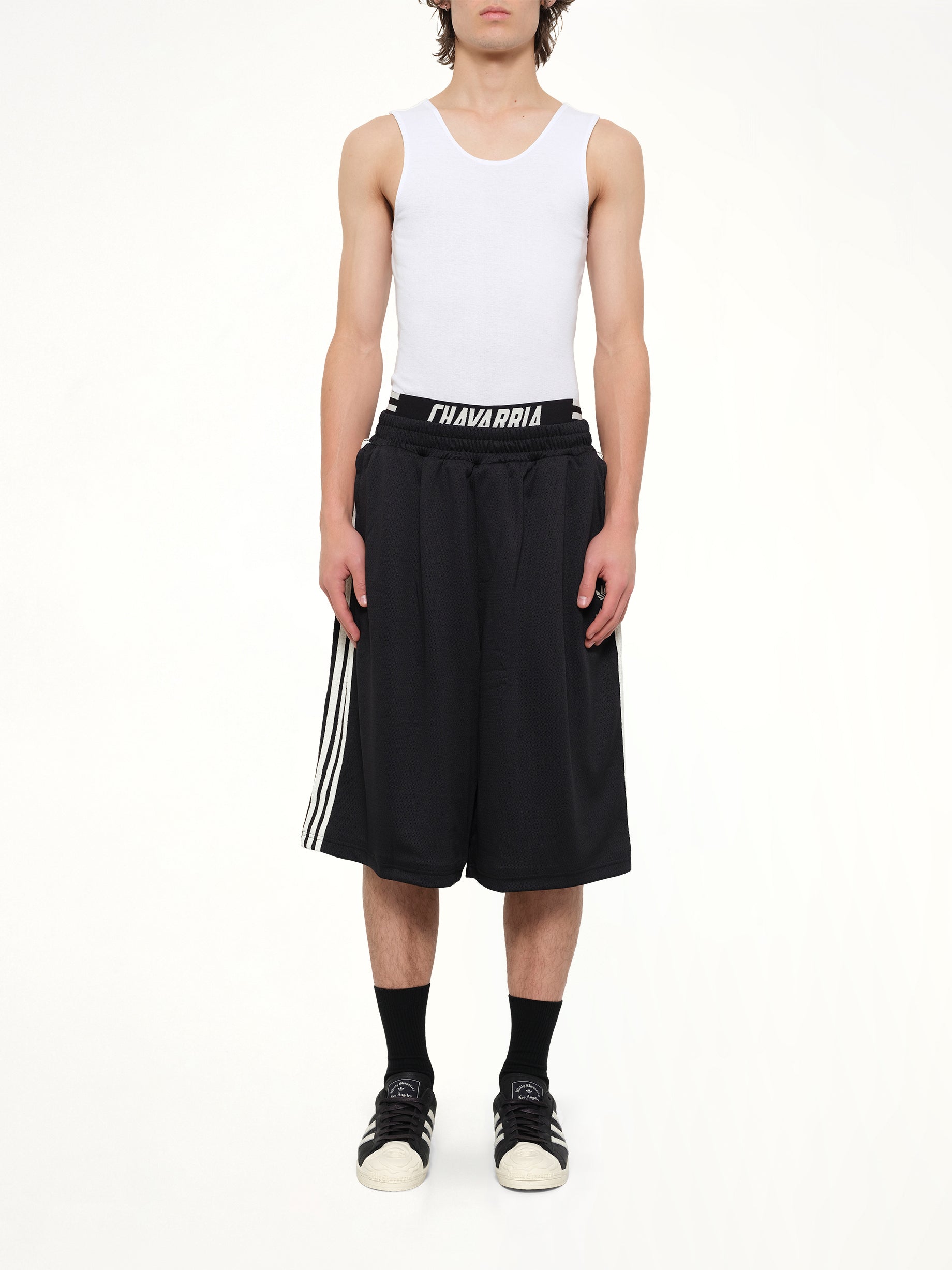 WILLY CHAVARRIA , Adidas x WC Mesh Shorts in Black Model View from MARAIS