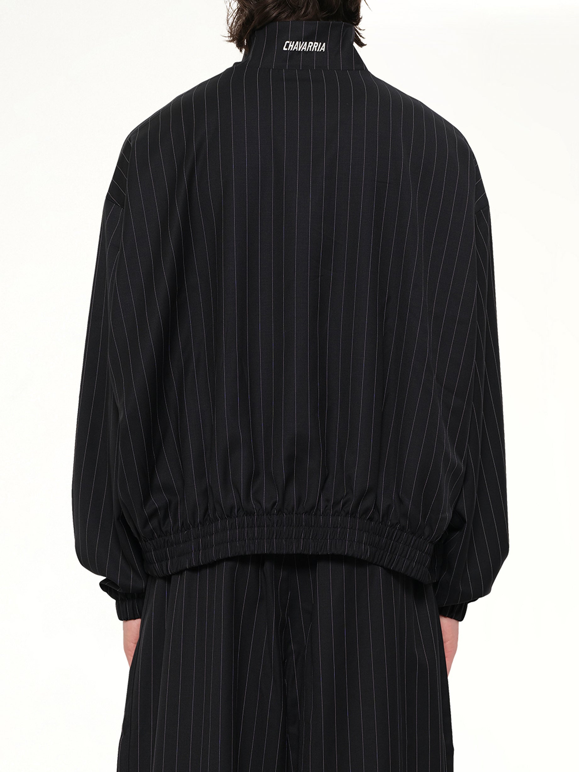 WILLY CHAVARRIA , Adidas x WC Pinstripe Jacket in Black/White Back View from MARAIS