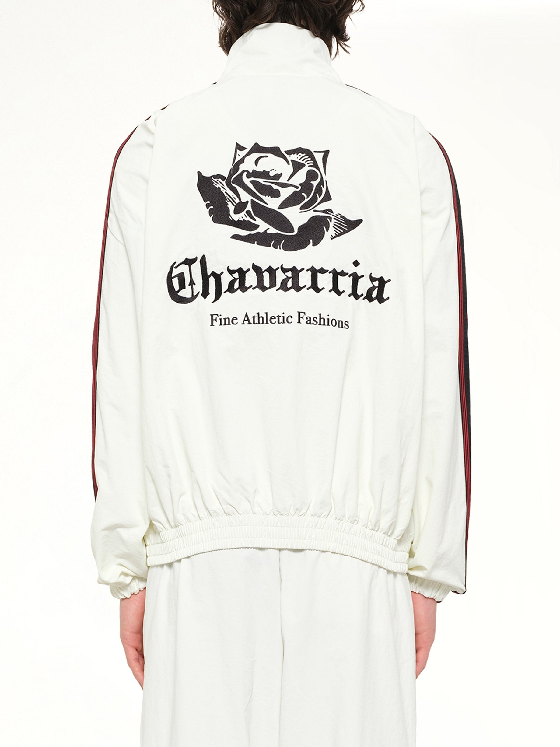 WILLY CHAVARRIA Adidas x WC Woven Track Top in Off White Back View from MARAIS