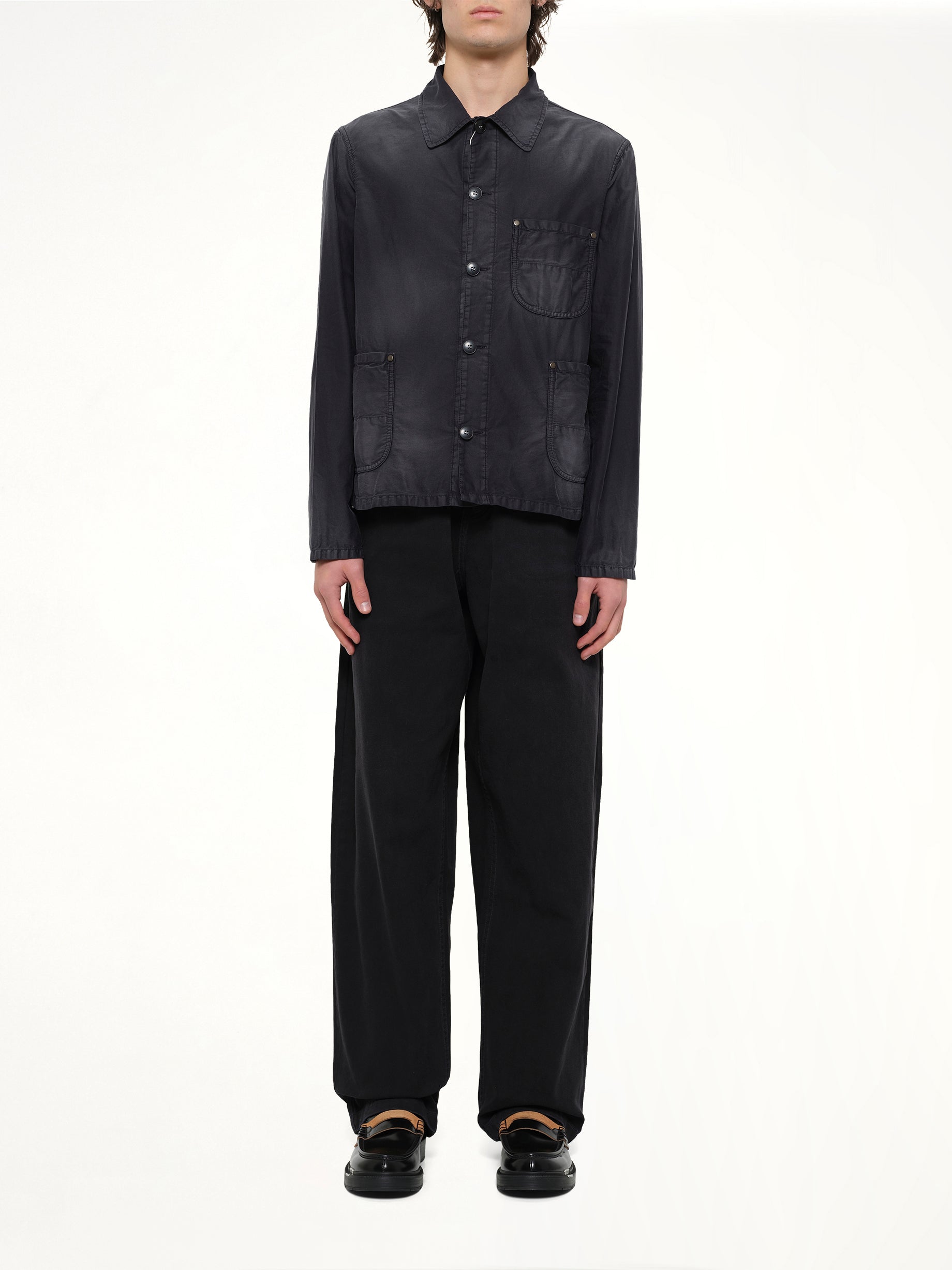 MAISON MARGIELA Brushed Moleskin Jacket in Black Model View from MARAIS
