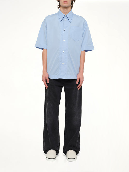 Camp Collar Short Sleeve Shirt in Blue