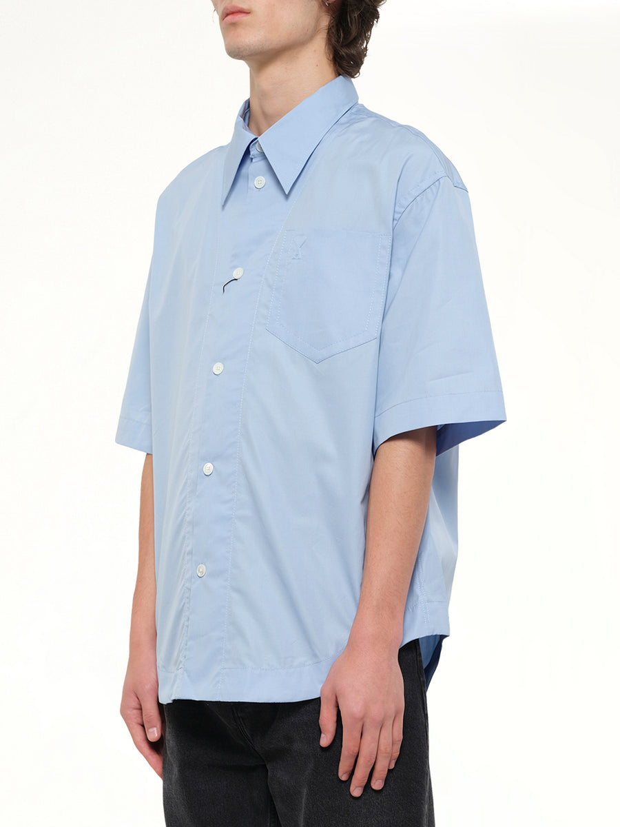 Camp Collar Short Sleeve Shirt in Blue