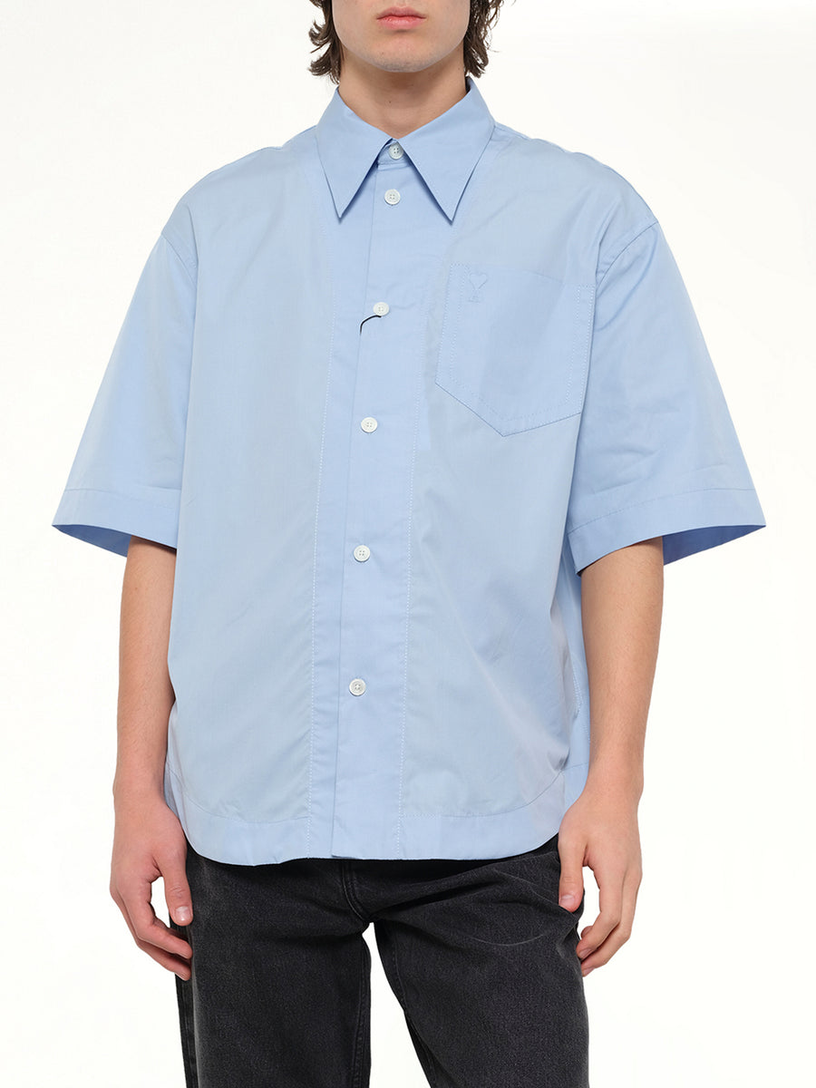 Camp Collar Short Sleeve Shirt in Blue