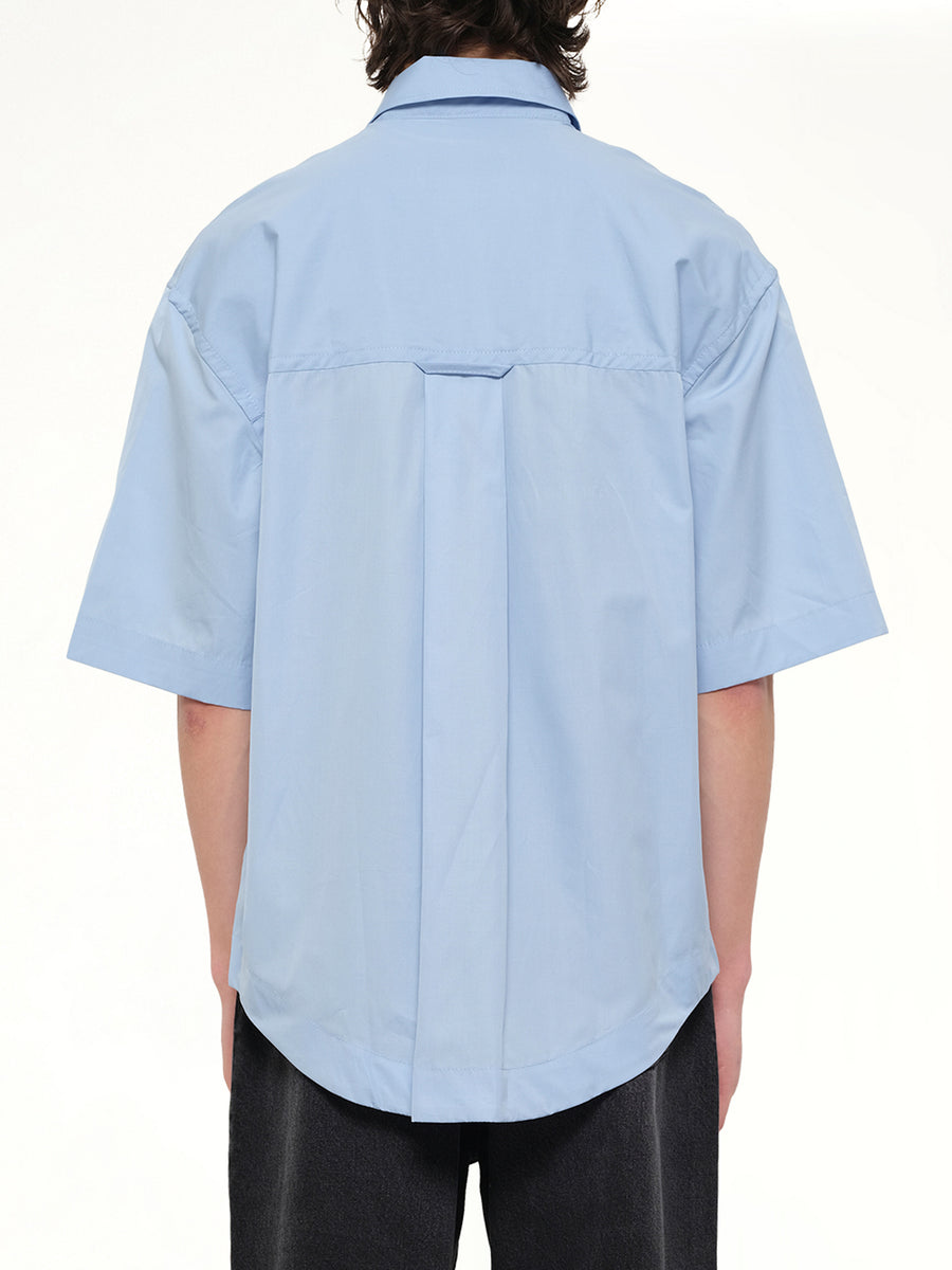 Camp Collar Short Sleeve Shirt in Blue
