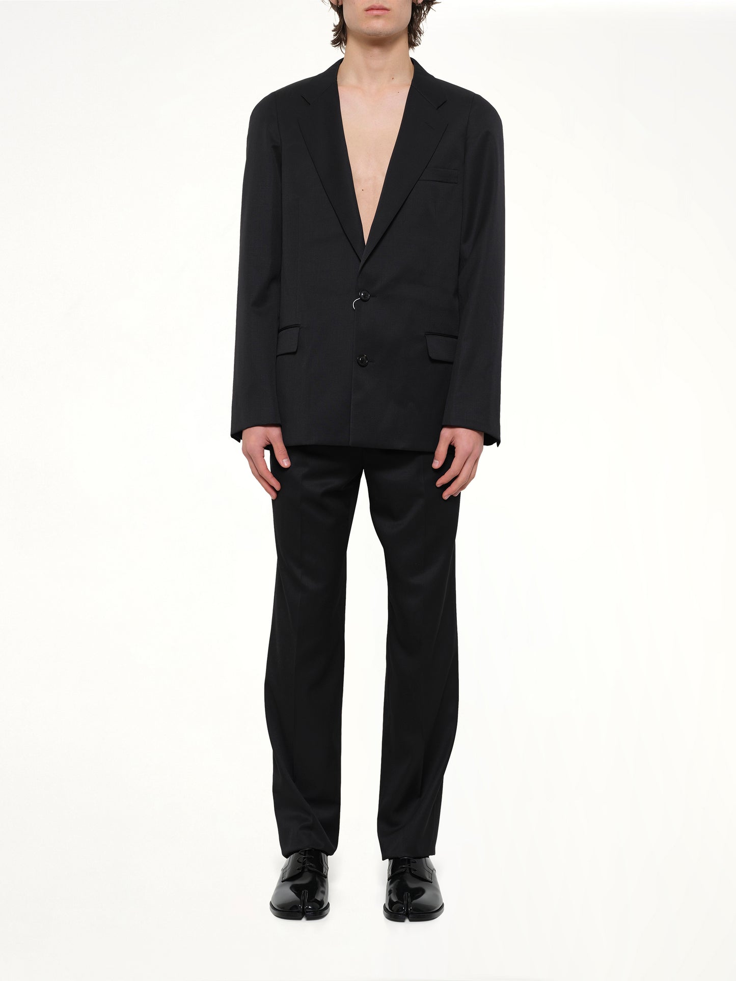 Compact Light Wool Blazer in Black