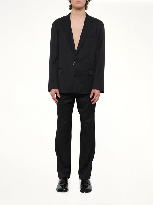 Compact Light Wool Blazer in Black