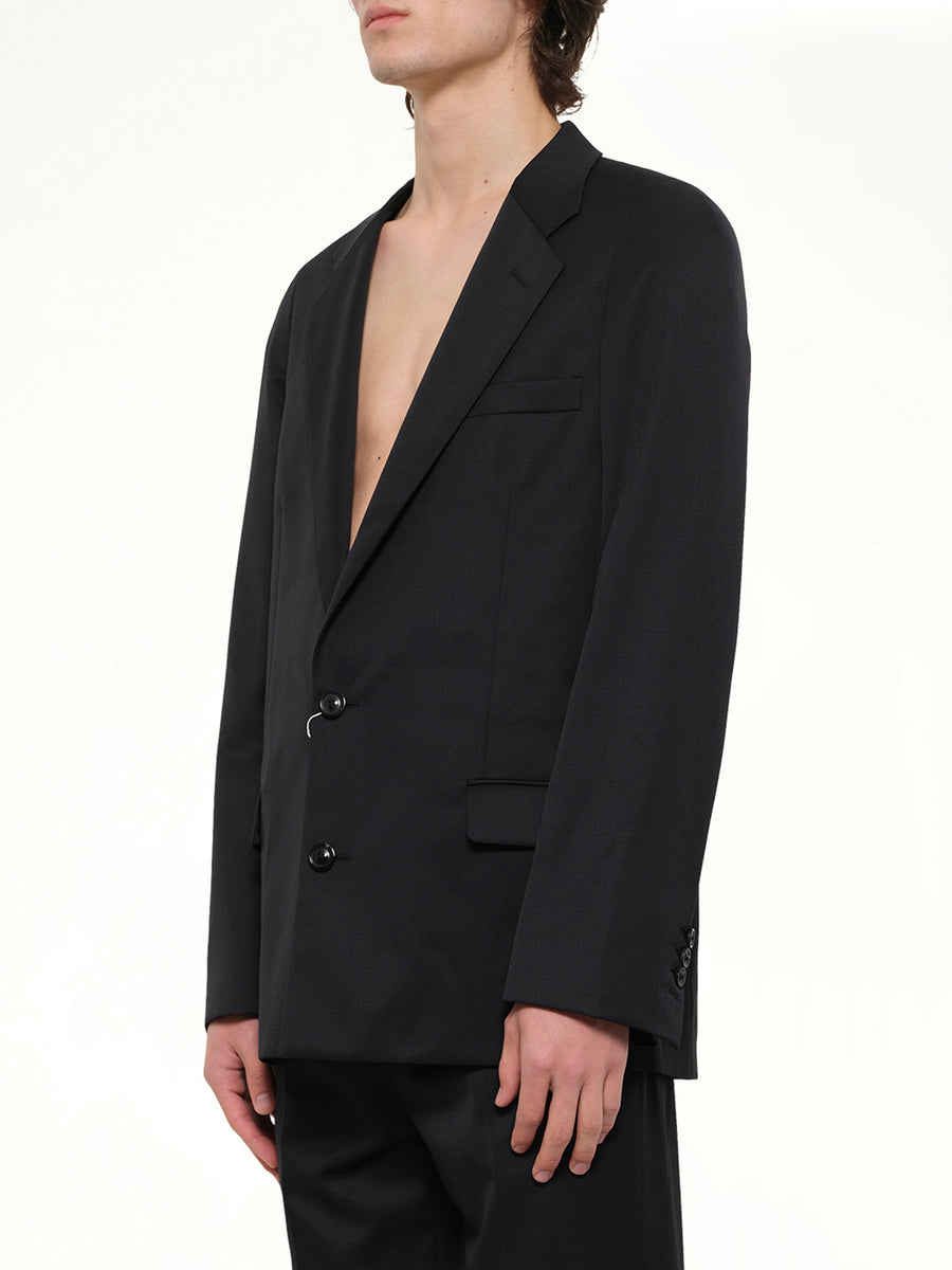 Compact Light Wool Blazer in Black