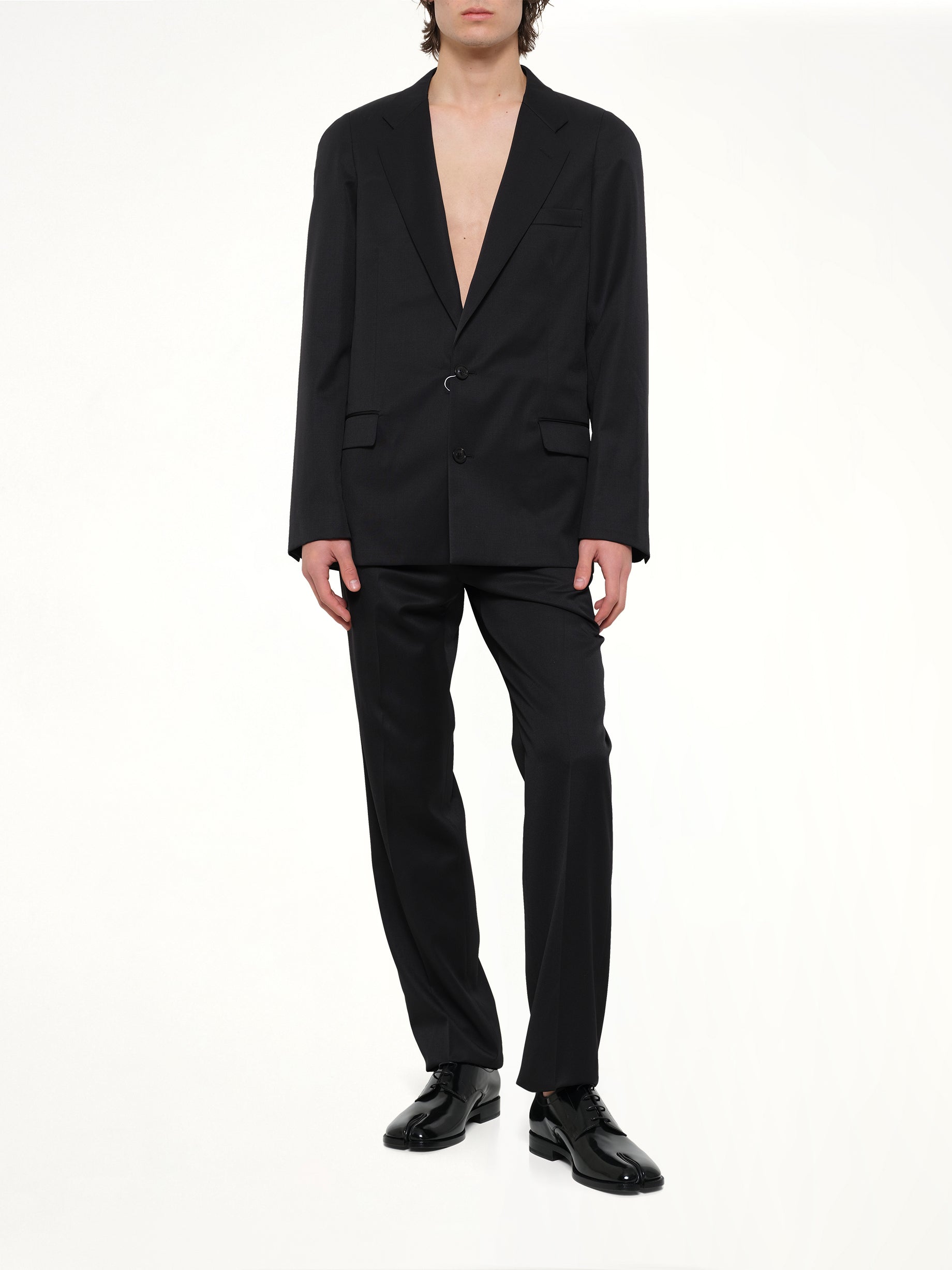 MAISON MARGIELA , 
, 
, Compact Light Wool Blazer in Black Full Reference from MARAIS