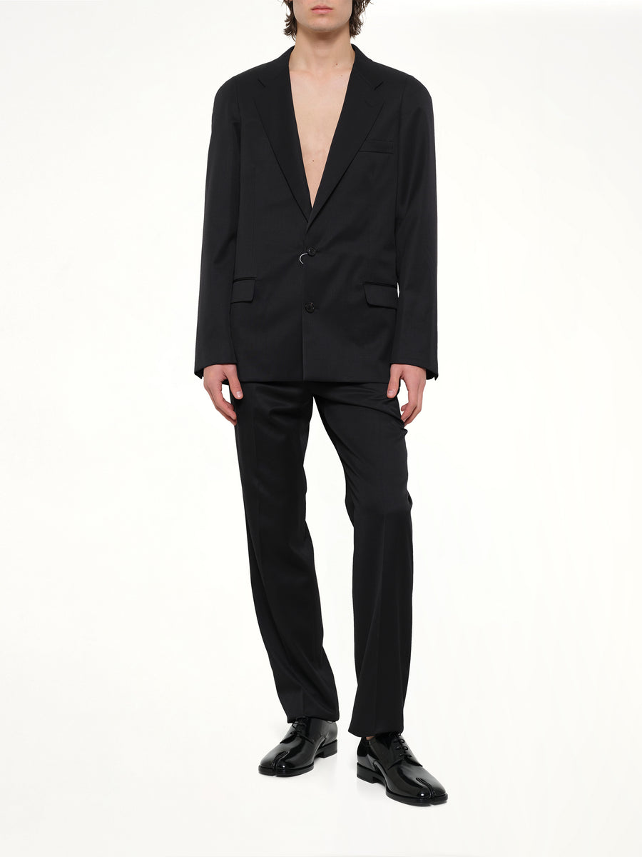 Compact Light Wool Blazer in Black