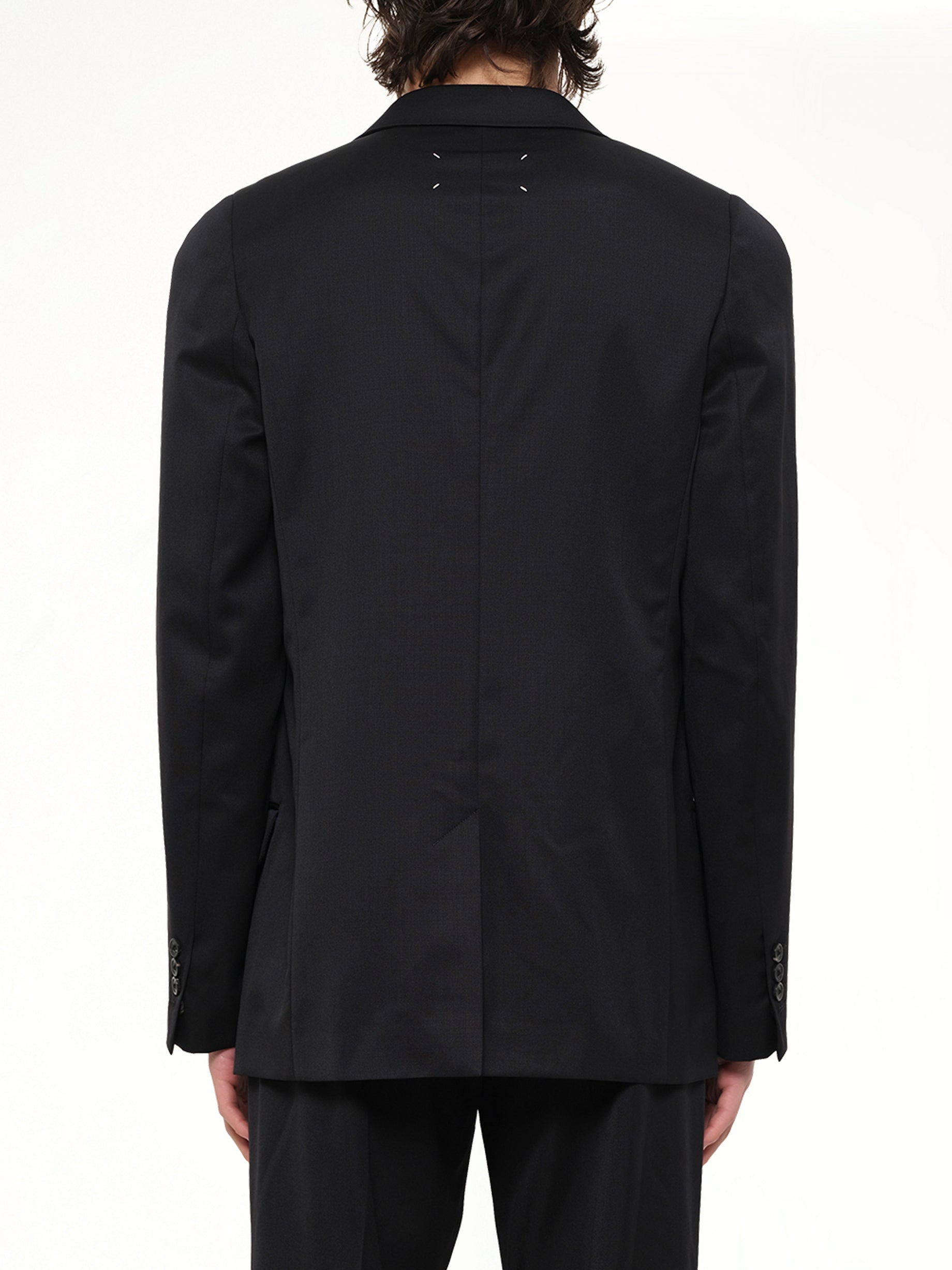 MAISON MARGIELA , 
, 
, Compact Light Wool Blazer in Black Back View from MARAIS