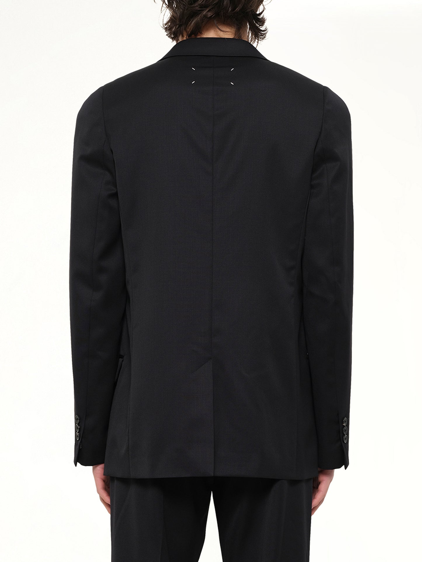 Compact Light Wool Blazer in Black