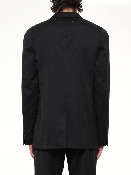 Compact Light Wool Blazer in Black