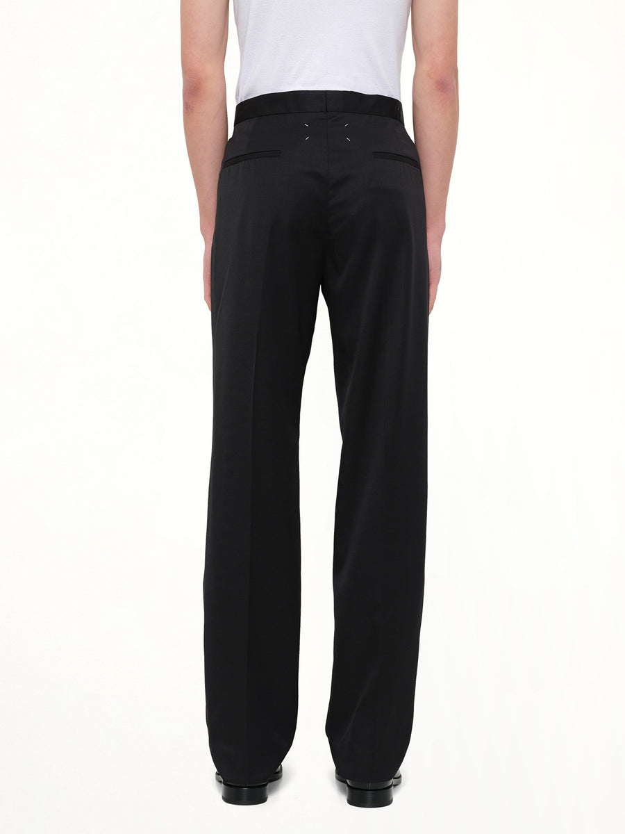 Compact Light Wool Suit Pants in Black