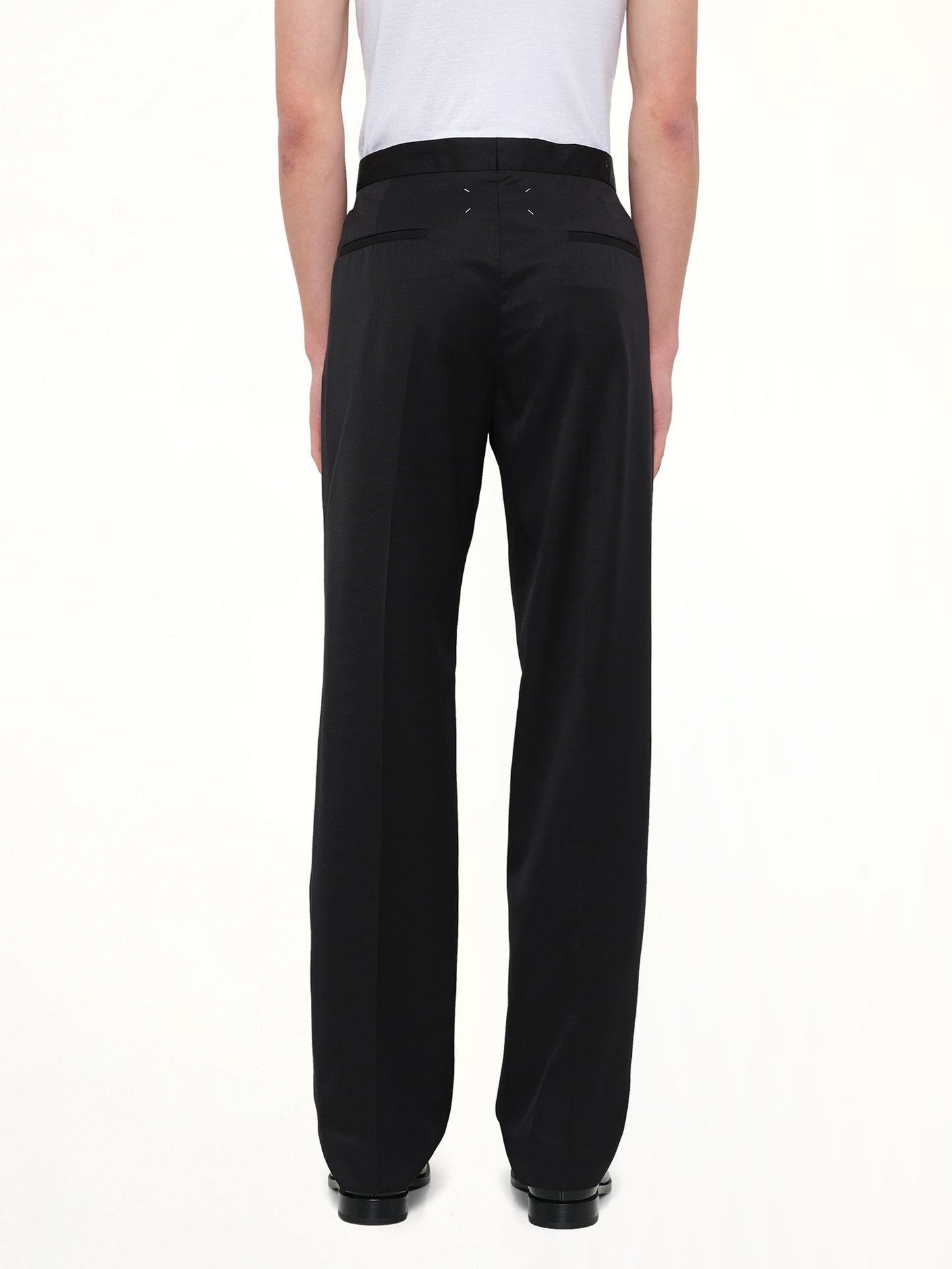 Compact Light Wool Suit Pants in Black