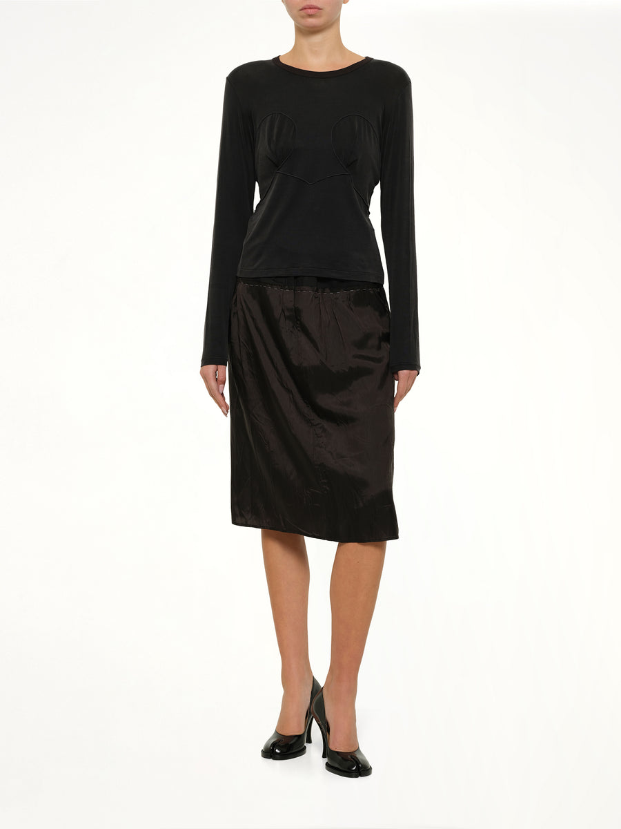 Cut-out Long Sleeve T-Shirt in Black