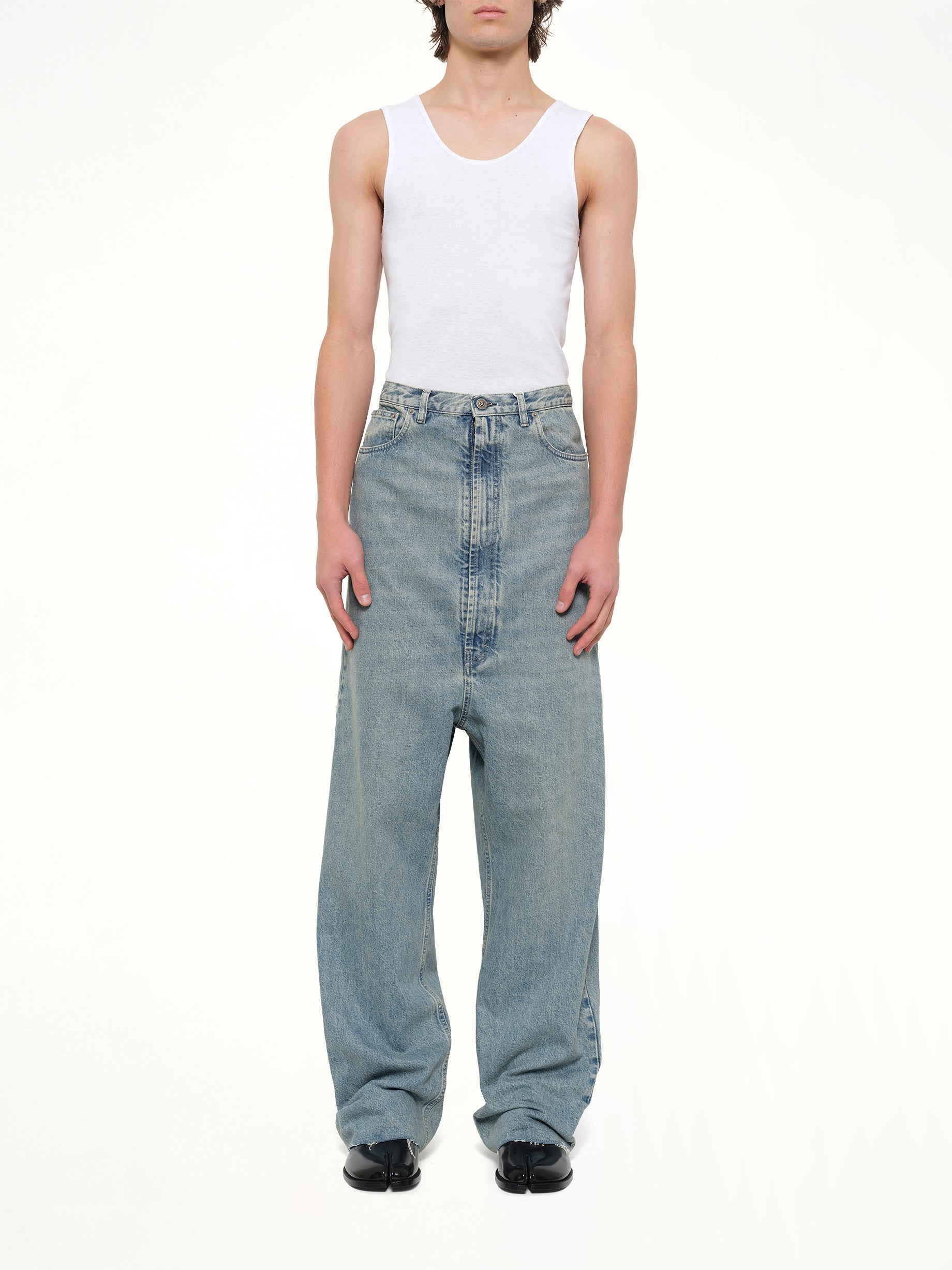 MAISON MARGIELA Dropped Crotch Jeans in Ice Blue from MARAIS