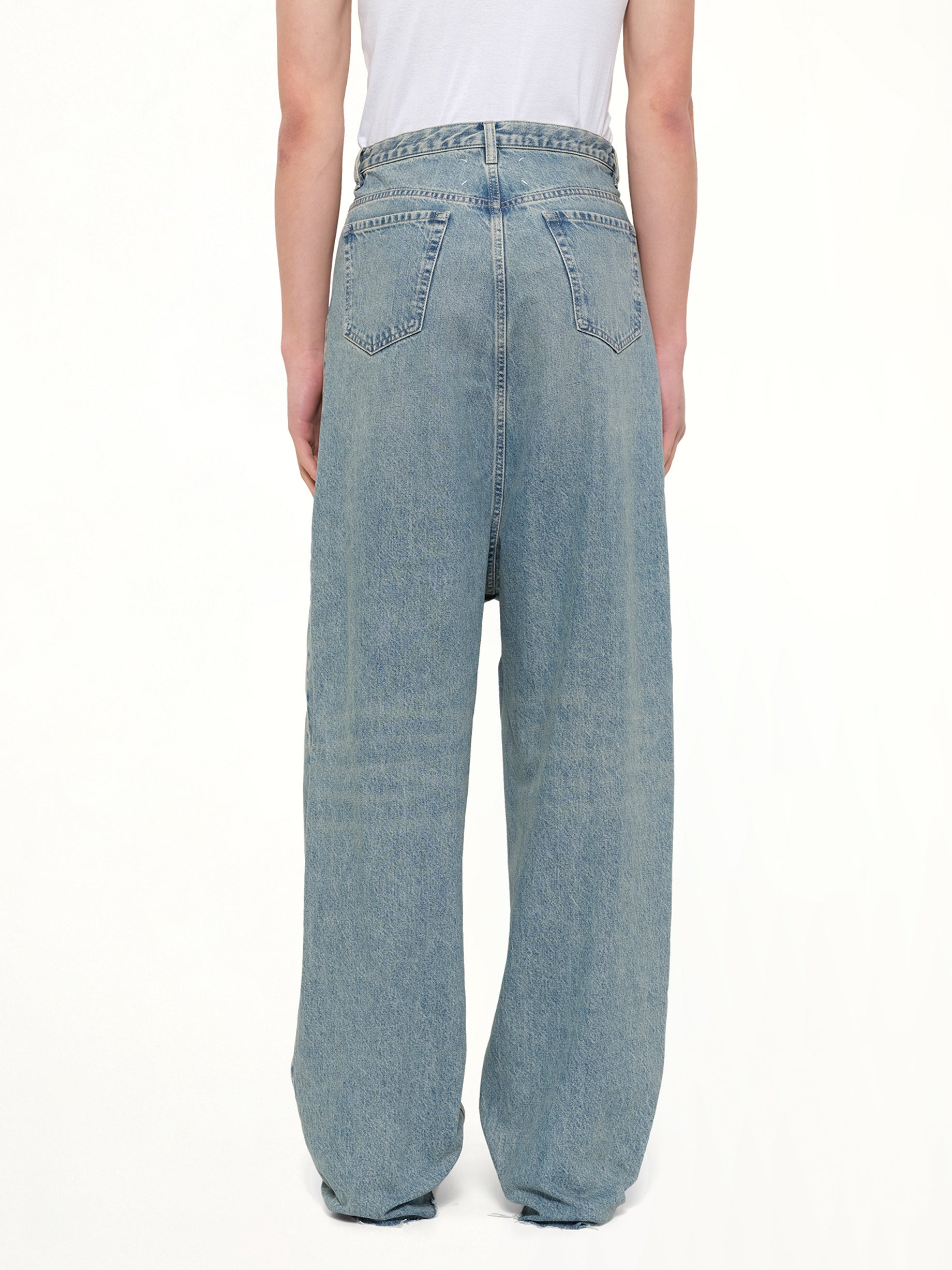 MAISON MARGIELA Dropped Crotch Jeans in Ice Blue Detail Shot from MARAIS