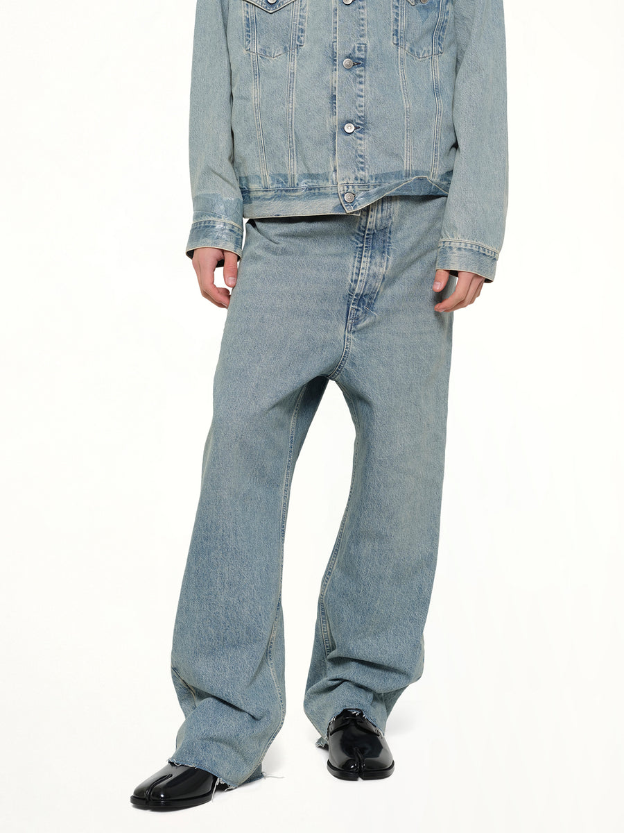 Dropped Crotch Jeans in Ice Blue