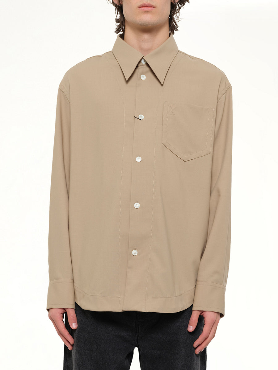 Embossed ADC Shirt in Beige Taupe