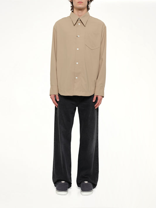 Embossed ADC Shirt in Beige Taupe