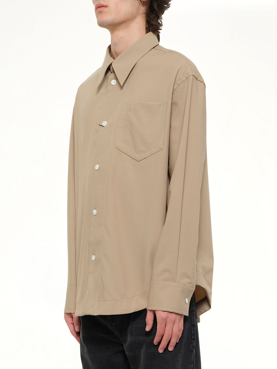 Embossed ADC Shirt in Beige Taupe