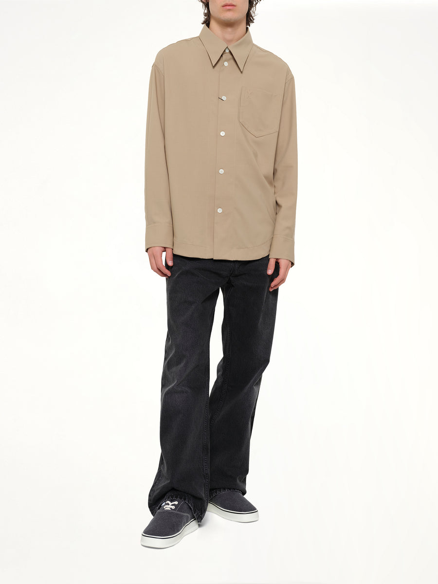 Embossed ADC Shirt in Beige Taupe