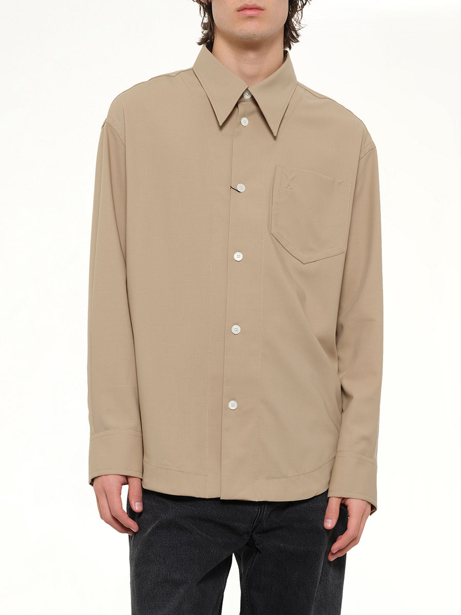 Embossed ADC Shirt in Beige Taupe