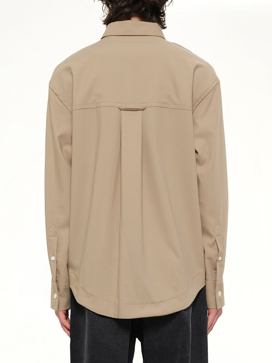 Embossed ADC Shirt in Beige Taupe